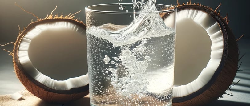 a glass of water is being poured into a glass
