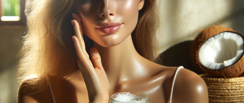 a woman with a white dress and a coconut oil