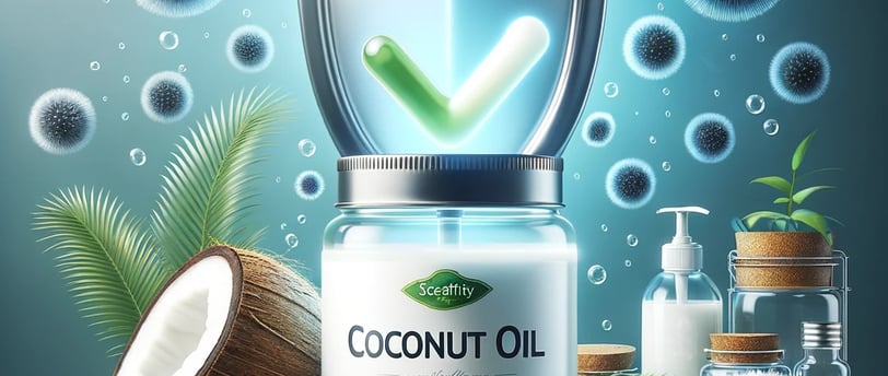 a bottle of coconut oil with a shield on it