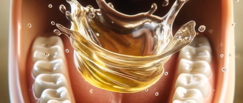 teeth in the mouth with oil rinsing