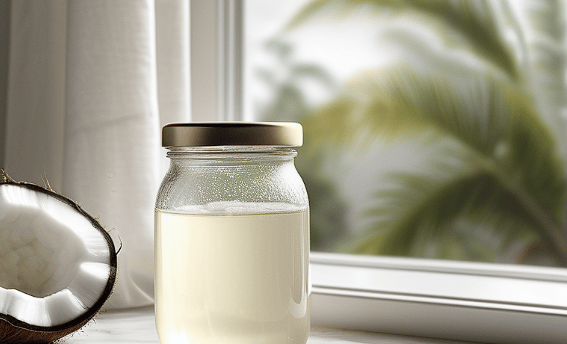 jar coconut oil liquid coconut table