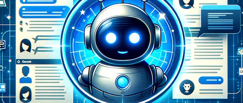 a chat bot robot with a blue light shining on it