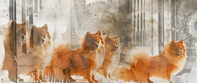 Artistic representation of Pomeranians through the ages