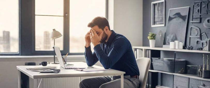 homem ansioso no ambiente de trabalho