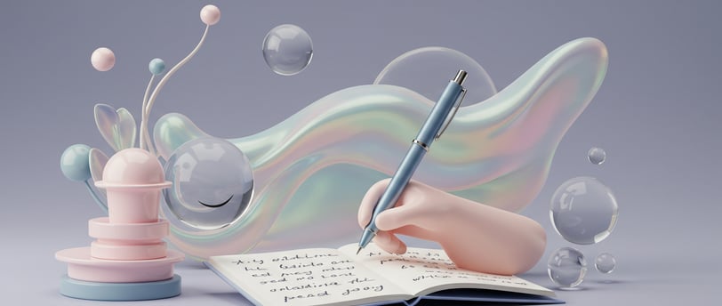 a person writing a book with a pen and a pen