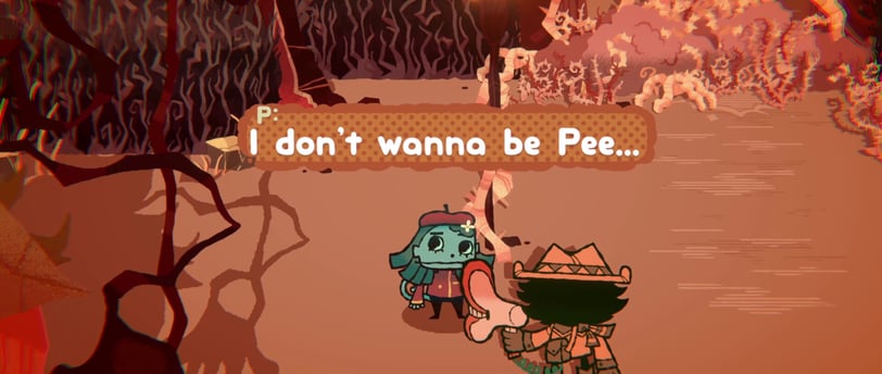 A whimsical hand-drawn scene from *Great God Grove*, featuring quirky characters in a surreal forest