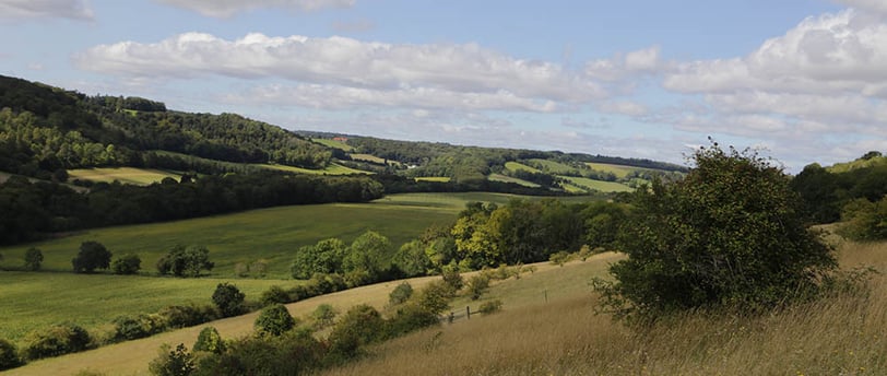 A view down a picturesque vale in the Chilterns