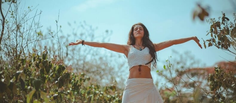 healthy women in nature