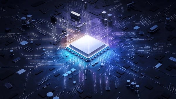A futuristic computer chip symbolizing high-performance computing and optimization.
