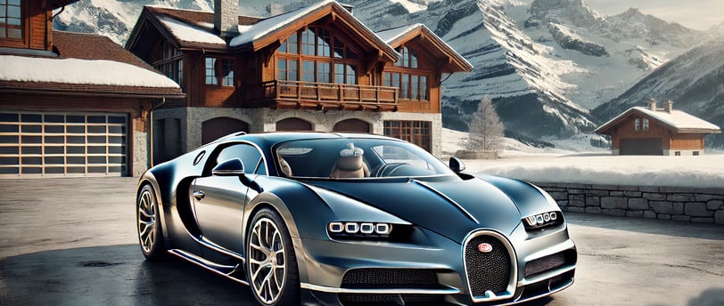 une version plus réaliste et en haute résolution 4K de l'image de la Bugatti Veyron, capturée dans un cadre de luxe dans les 