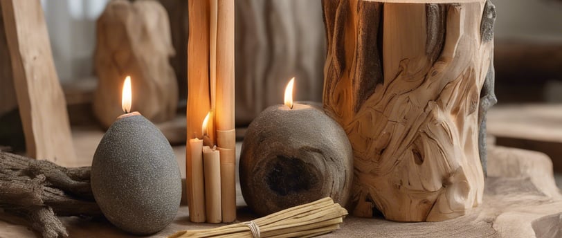palo santo avec bougies et sauge pour purification