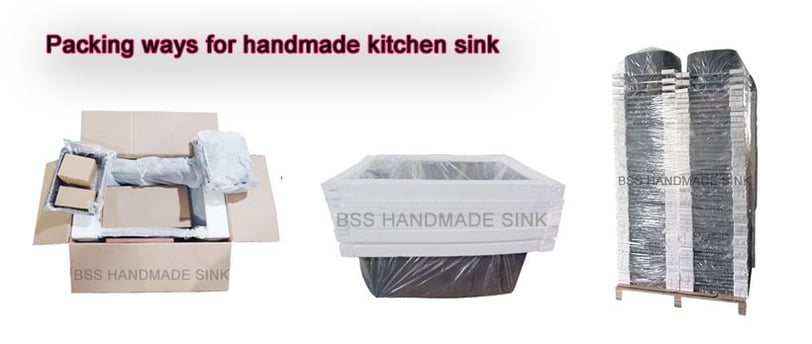 three packing ways for handmade stainless steel sinks
