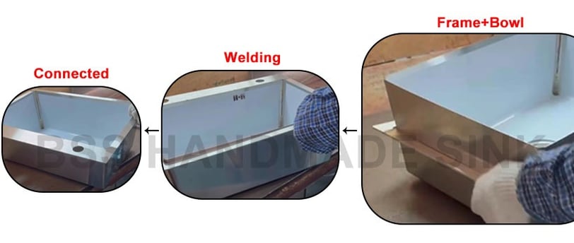 frame and bowl welding for handmade sink