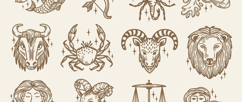 Desenho dos doze signos do zodíaco