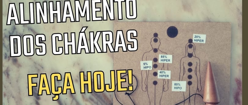 Gráfico do corpo humano usado em radiestesia e a frase alinhamento dos chákras faça hoje!
