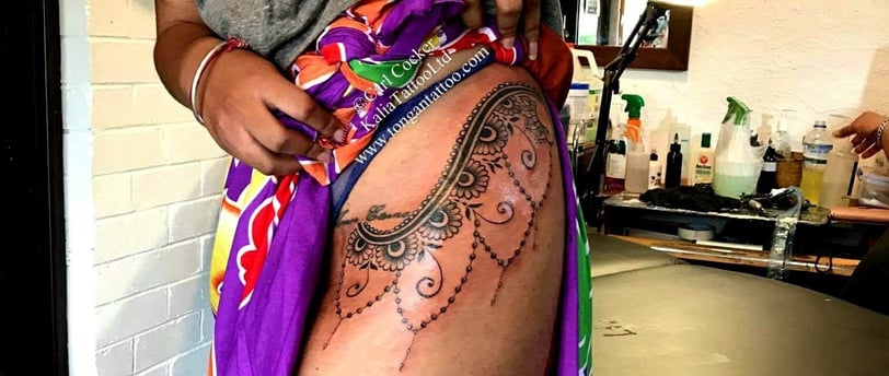 women hip tattoos thighs polynesian tattoo melbourne