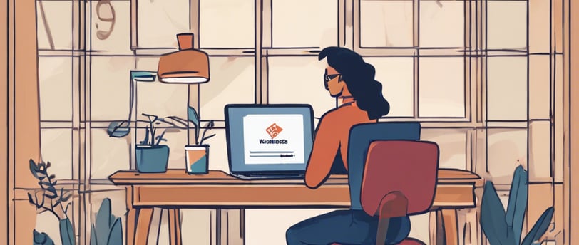 A person sitting comfortably at a desk, using a laptop or tablet to browse a website.