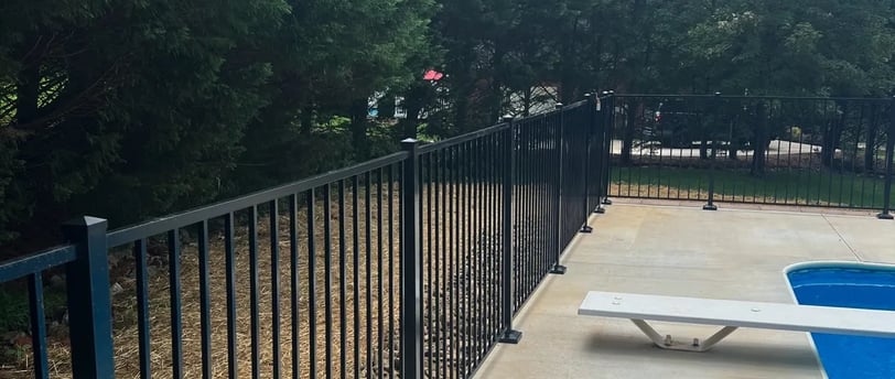 Black Aluminum Fence near Pool