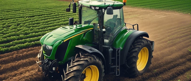 a tractor with an AI on a field