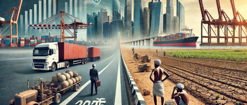 A stark reality of India vs. Bharat is captured in this Ai generated image.