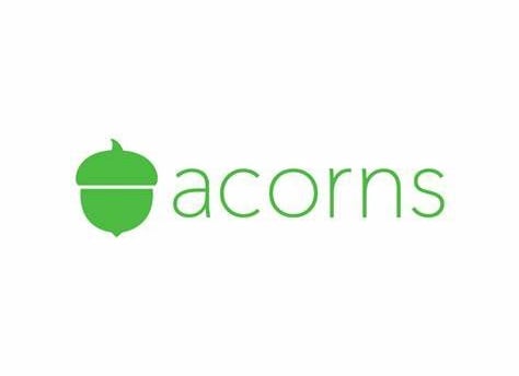 a green acorns logo with the word acorns