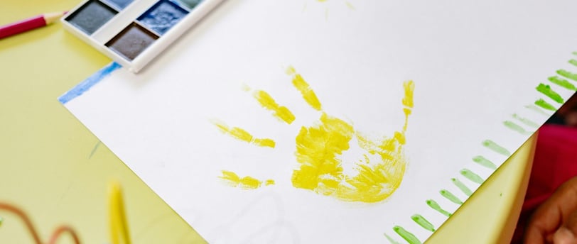 a child's handprinted handprinted on a table