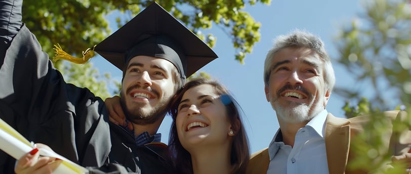 college student with parents