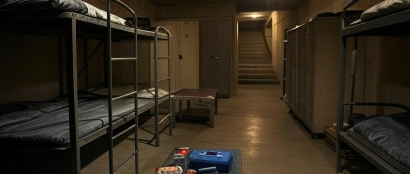 bunker de guerra subterrâneo fortificado e usado para proteção durante conflitos armados com paredes reforçadas e seguro