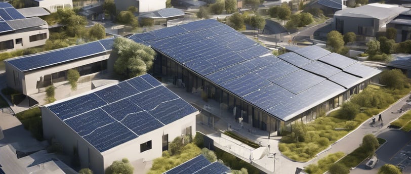 a cityscape of a city with a lot of solar panels