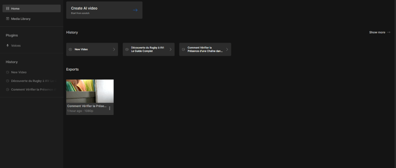 InVideo: Access and modify projects with the history feature.