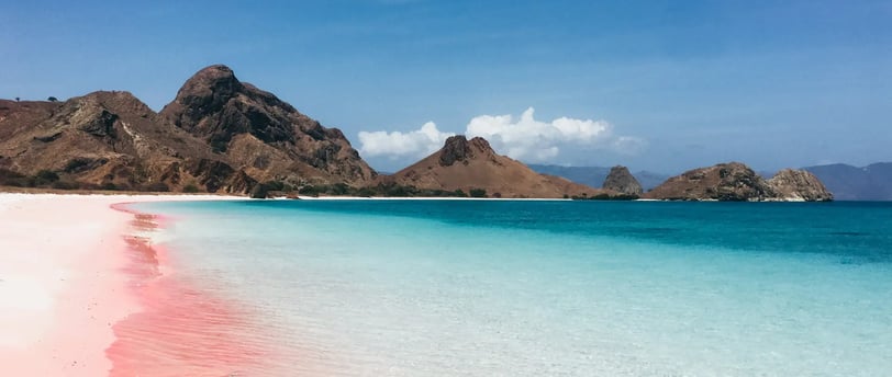 Pink beach featured on MyTripJunction.com travel blog.