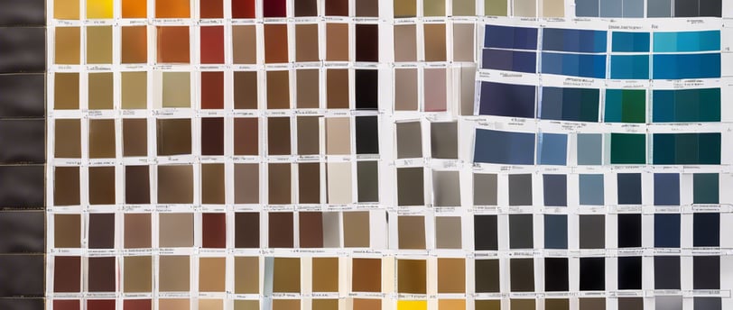 Un nuancier de couleurs présentant une palette de couleur utilisée en décoration d'intérieur.