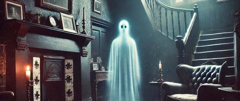 a ghost in a dark room