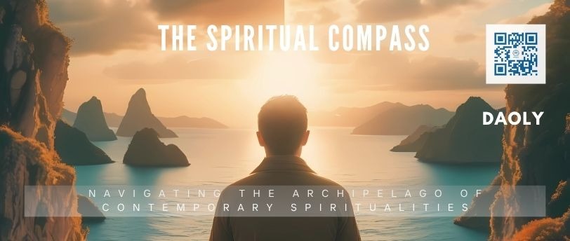 a man standing in front of a mountain with the words, the spiritual compass compass