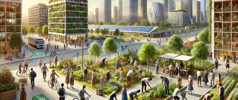 ambiente urbano com aspectos da economia da consciência