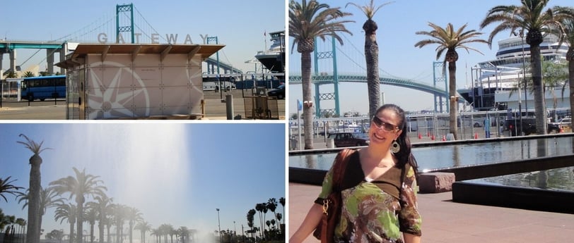 Foto da autora no Waterfront porto em Los Angeles.