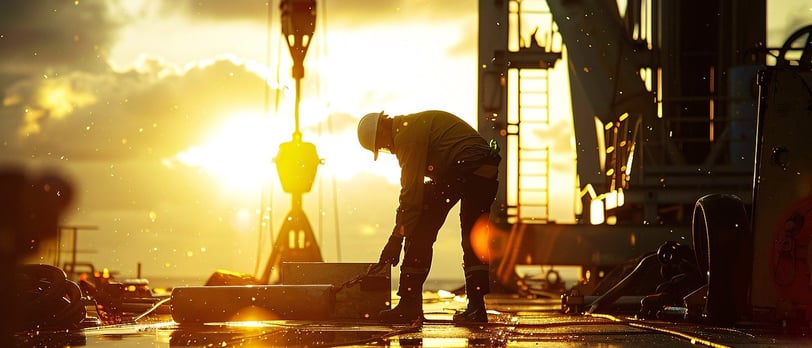 a man is standing on a dock with a crane - Labor Day (May Day)