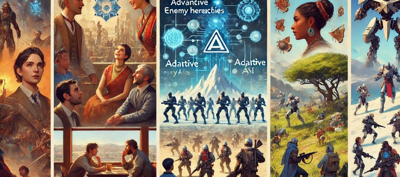 IA em jogos com NPCs emocionais, inimigos adaptativos e ambientes interativos.