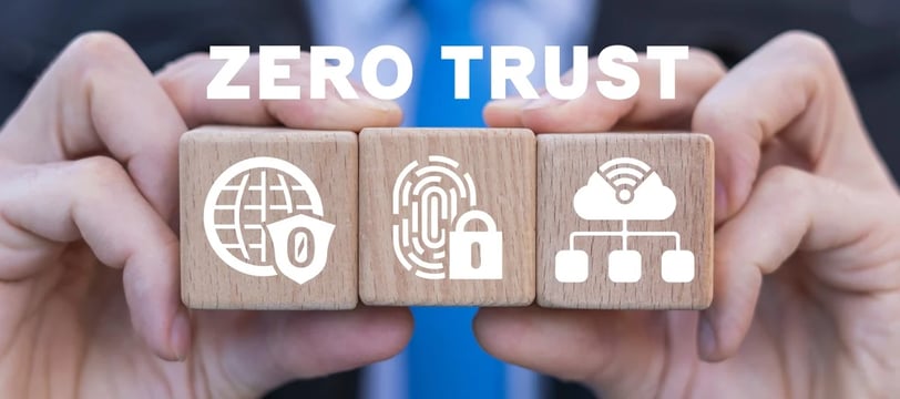 a person holding two wooden blocks with zero trust