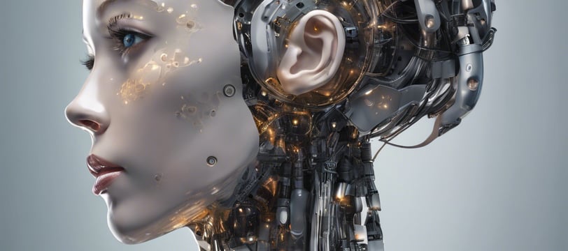 a woman with a robot headphones on her head