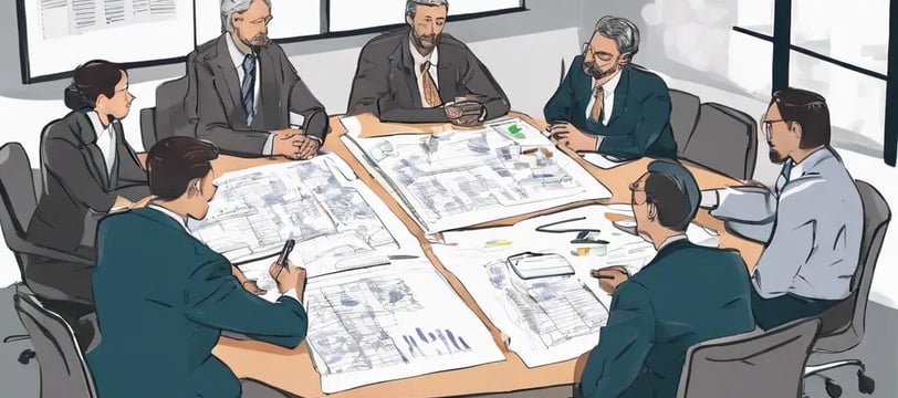 a group of business people sitting around a table
