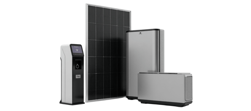 PV Panel, Wärmepumpe, Ladestation und Batteriespeicher