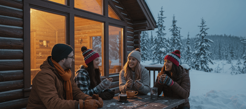 a group of people sitting at a table with drinks