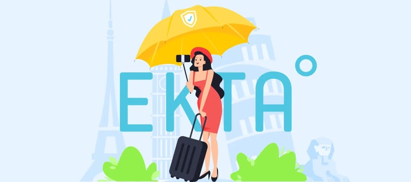 a woman with a yellow umbrella and a suitcase