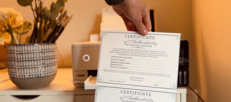 Showing my certificates of authenticity