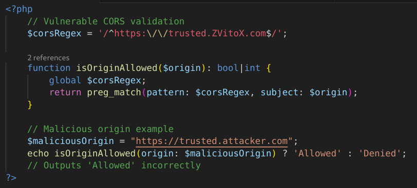 CORS Vulnerable Code