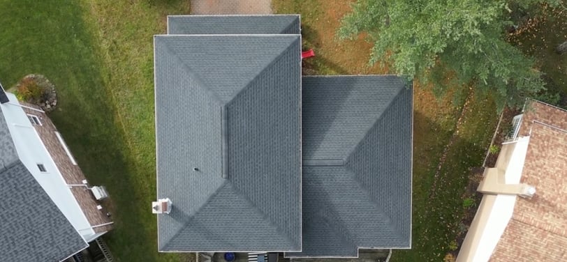 aerial footage of a roof