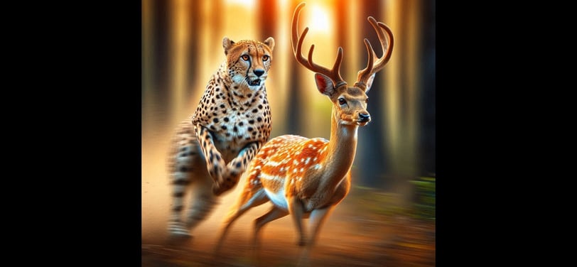 Cheetah chasing a Deer