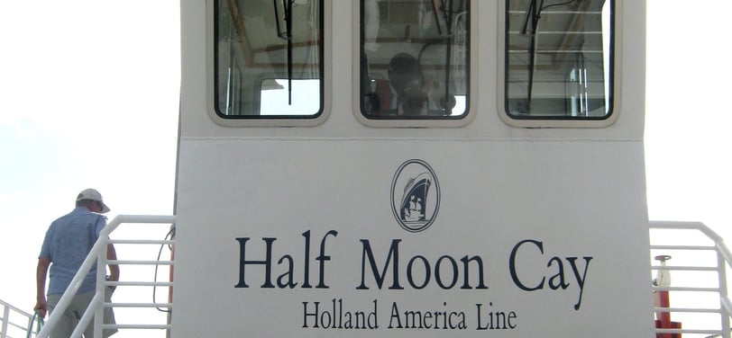 Holland America tender em Half moon cay voltando para o navio