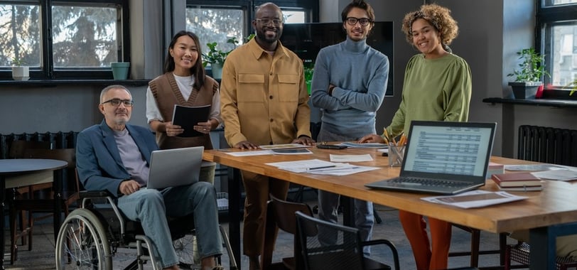 Photo of a group of employees of various abilities